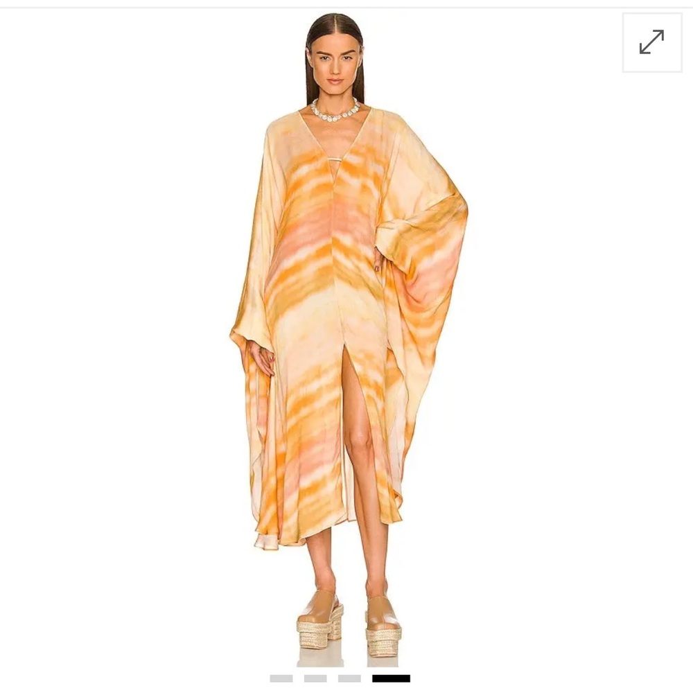 NWT Cult Gaia Thara Coverup Dusty Dye XS S Caftan Beach Maxi Cream Orange Tye